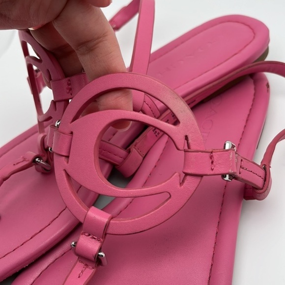 COACH Jeri Hot Pink‎ Leather Thong Sandals Size 8.5 - Picture 6 of 12